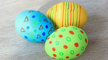 Colourful Easter Eggs. Vibrant, Festive Holiday Decorations Symbolizing Spring Celebration and Traditional Ornate Designs photo