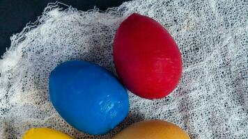 Colourful Easter Eggs. Vibrant, Festive Holiday Decorations Symbolizing Spring Celebration and Traditional Ornate Designs photo