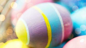 Colourful Easter Eggs. Vibrant, Festive Holiday Decorations Symbolizing Spring Celebration and Traditional Ornate Designs photo