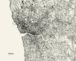 Vector city road map of Porto, Portugal