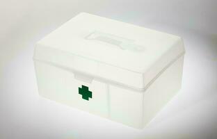 Emergency First Aid Kit, Medical Emergency Supplies for Health Care and Safety, Concept for Rescue and Treatment Support photo