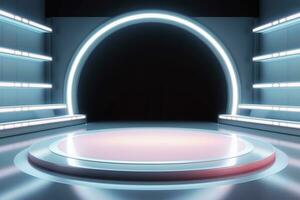 futuristic and clean stage blank center background photo