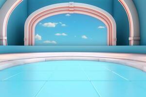 futuristic and clean stage blank center background photo