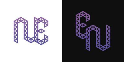 Letters EN and NE Polygon Logo Set, suitable for business related to polygon with EN and NE initials vector