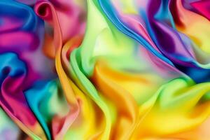 ai generado realista antecedentes imagen de textura suave olas multicolor seda. generativo ai. foto
