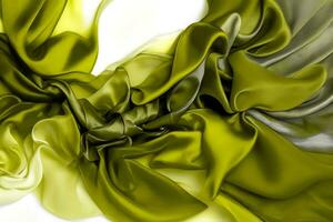 AI Generated Luxurious Satin Drapery Background Texture in Chartreuse Color. May used for Banner, Wallpaper, Poster, Cover. Generative AI. photo