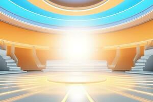 futuristic and clean stage blank center background photo