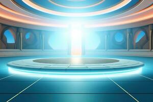 futuristic and clean stage blank center background photo