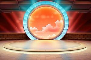 futuristic and clean stage blank center background photo