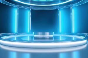 futuristic and clean stage blank center background photo