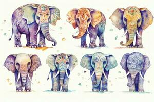 AI Generated Animal wild indian ornamental watercolor floral art design nature pattern background photo