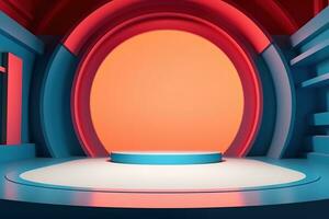 futuristic and clean stage blank center background photo