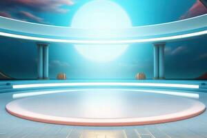 futuristic and clean stage blank center background photo