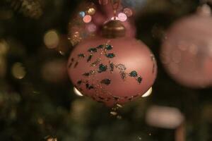 beautiful christmas decorations  baubles on the christmas tree photo