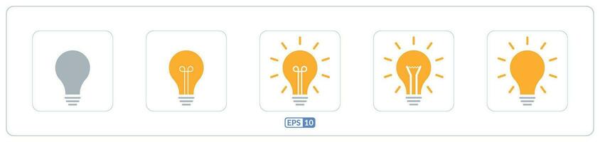 Idea, bulb color flat icon set vector