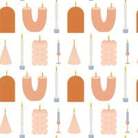 Trendy candles seamless pattern. Flat style candles vector pattern
