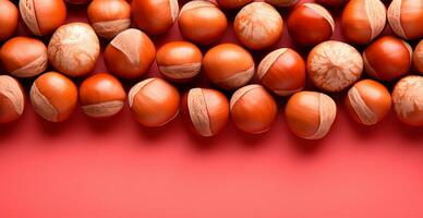 AI generated A scattering of hazelnuts, a quick ECO snack - AI generated image photo