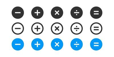 Calculator icon. Calculate symbol. Accounting signs. Finance symbols. Math icons. Plus, minus, equal, division, multiplication. Black, flat color. Vector sign.