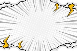 Blank comic cartoon style frame background with cloud vector