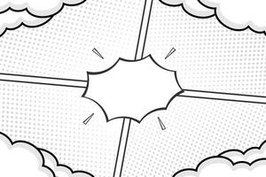 Empty comic frame versus background template with cloud vector