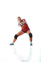 mujer jugando voleibol foto