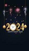 2024 Happy New Year Background Design. Greeting Card, Banner, Poster vector