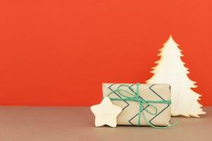 Christmas background with gift box photo