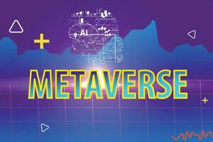 Vector metaverse technology background, another world Vr reality concept with cyberpunk elements for visualization of the metaverse world