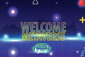 Vector metaverse technology background, another world Vr reality concept with cyberpunk elements for visualization of the metaverse world