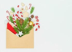 Christmas envelope with Christmas objects photo