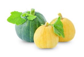 Three pumpkins isolated photo