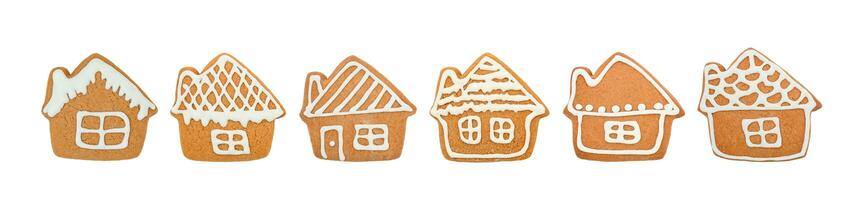 Collection of isolated holiday gingerbread cookies photo