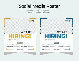 Job vacancy design poster. We are hiring post feed on square design. Open recruitment regional sales manager design template. Social media find a job layout vector