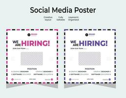 Job vacancy design poster. We are hiring post feed on square design. Open recruitment regional sales manager design template. Social media find a job layout vector