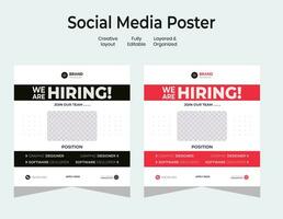 trabajo vacante diseño póster. nosotros son contratación enviar alimentar en cuadrado diseño. abierto reclutamiento regional ventas gerente diseño modelo. social medios de comunicación encontrar un trabajo diseño vector