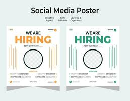 Job vacancy design poster. We are hiring post feed on square design. Open recruitment regional sales manager design template. Social media find a job layout vector