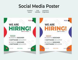 Job vacancy design poster. We are hiring post feed on square design. Open recruitment regional sales manager design template. Social media find a job layout vector