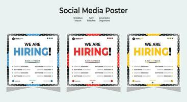 Job vacancy design poster. We are hiring post feed on square design. Open recruitment regional sales manager design template. Social media find a job layout vector