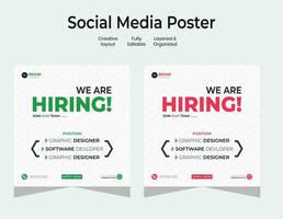 trabajo vacante diseño póster. nosotros son contratación enviar alimentar en cuadrado diseño. abierto reclutamiento regional ventas gerente diseño modelo. social medios de comunicación encontrar un trabajo diseño vector