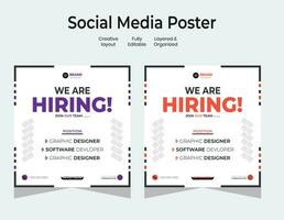 Job vacancy design poster. We are hiring post feed on square design. Open recruitment regional sales manager design template. Social media find a job layout vector