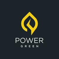 Power green energy logo design vector icon idea with creative concept