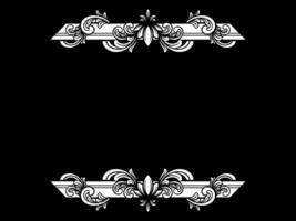 a black and white floral frame on a black background vector