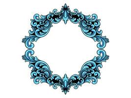 a blue ornate frame with swirls vector