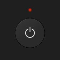 realista poder botón con brillante icono en oscuro tema. poder botón vector ilustración para ui ux elemento.