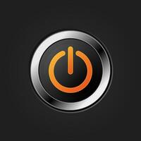 Power button vector illustration. Realistic on off button on black background.