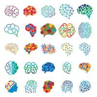 conjunto de humano cerebro tecnología inteligente digital idea logo vector icono