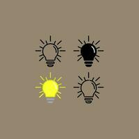 Set of light bulb icons. Vector illustration in black and white colors