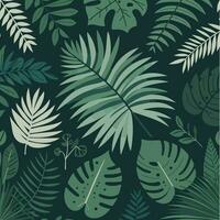 Seamless pattern with palm leaves on black background vector