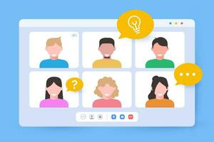 Group Video Conference user interface illustration vector