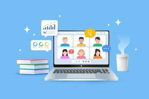 meeting online with video conference illustration vector